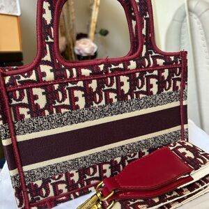 Elegant Burgundy Patterned Tote Bag mini bag it's small